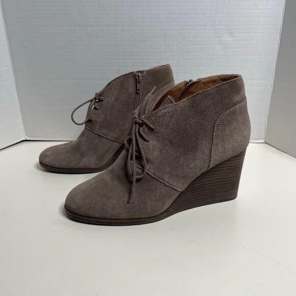 Lucky Brand Shoes - Lucky Brand Womens Wedge Booties Size 9.5 Tan Suede